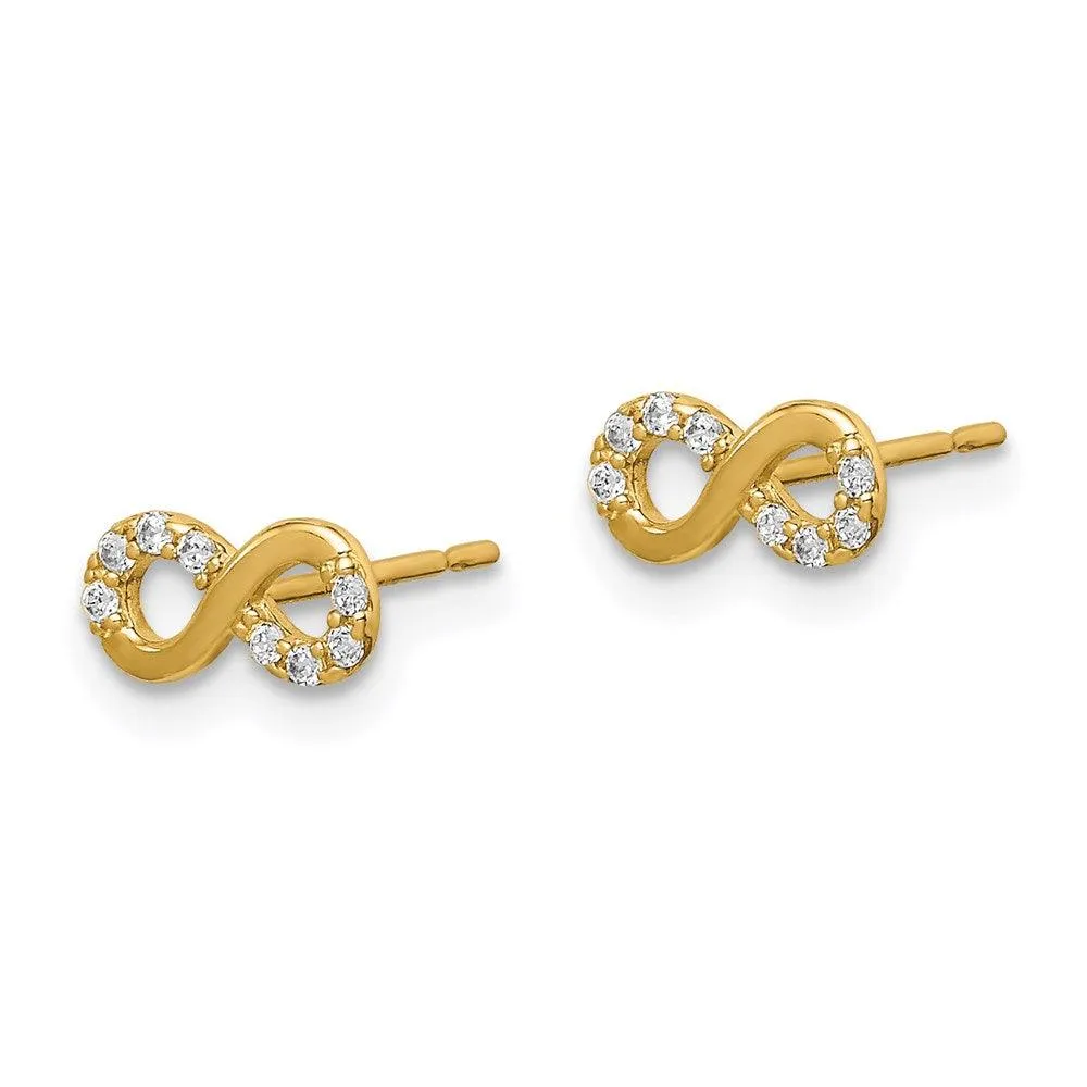 Madi K Kid's 14k  CZ Infinity Symbol Post Earrings