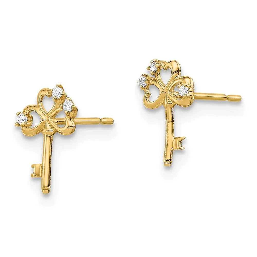 Madi K Kid's 14k  CZ Key Post Earrings