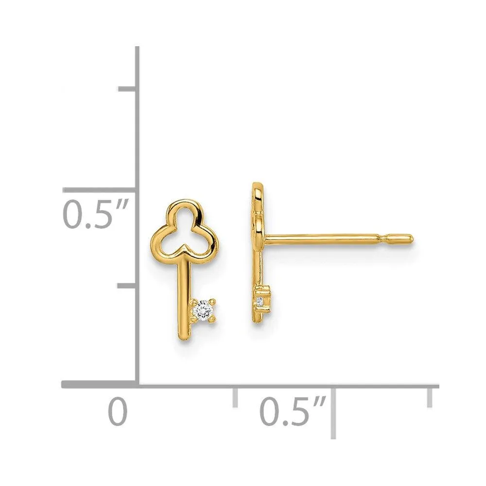 Madi K Kid's 14k  CZ Key Post Earrings
