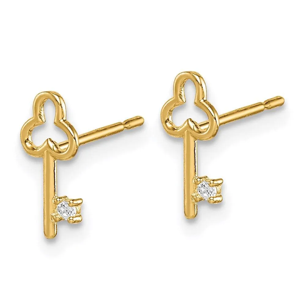 Madi K Kid's 14k  CZ Key Post Earrings