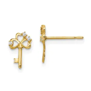 Madi K Kid's 14k  CZ Key Post Earrings