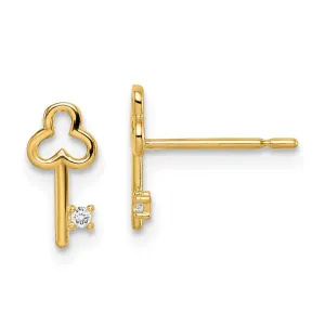 Madi K Kid's 14k  CZ Key Post Earrings