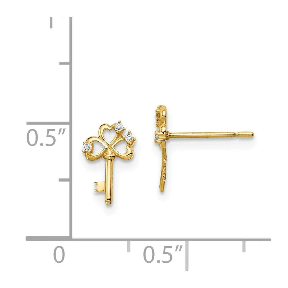Madi K Kid's 14k  CZ Key Post Earrings