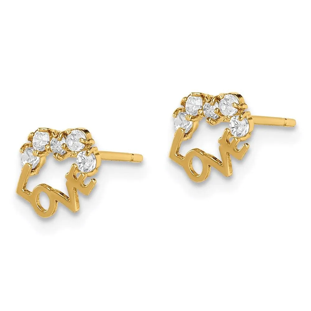Madi K Kid's 14k  CZ LOVE Post Earrings