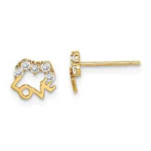 Madi K Kid's 14k  CZ LOVE Post Earrings