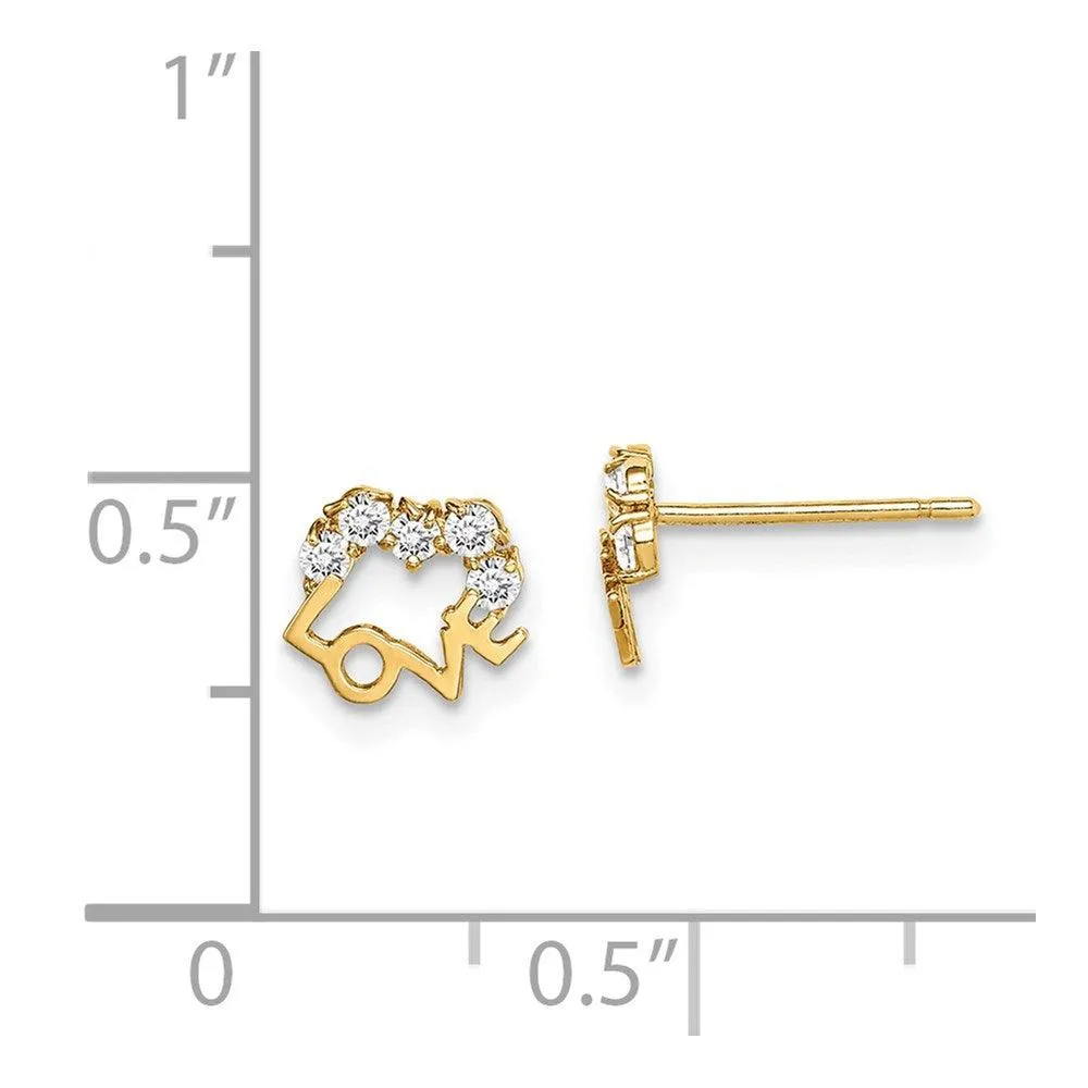 Madi K Kid's 14k  CZ LOVE Post Earrings