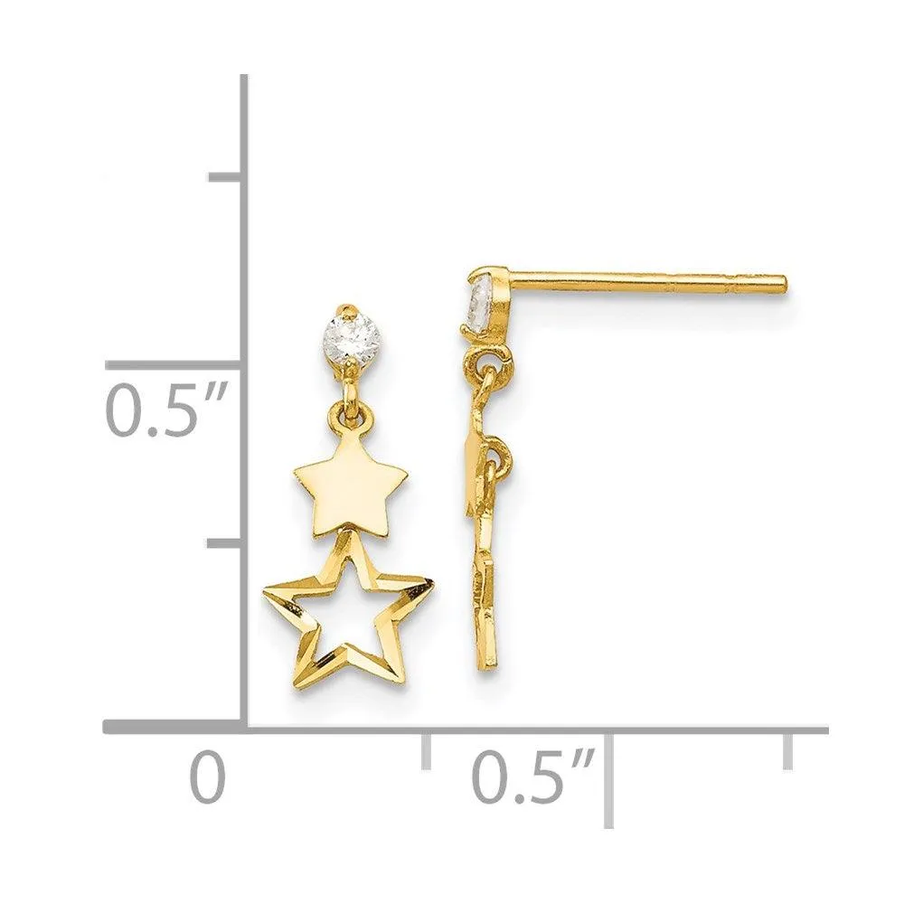 Madi K Kid's 14k  CZ Polished Star Post Dangle Earrings