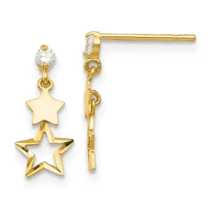 Madi K Kid's 14k  CZ Polished Star Post Dangle Earrings