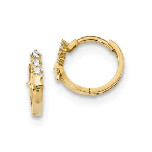 Madi K Kid's 14k  CZ Shooting Star Hinged Hoop Earrings