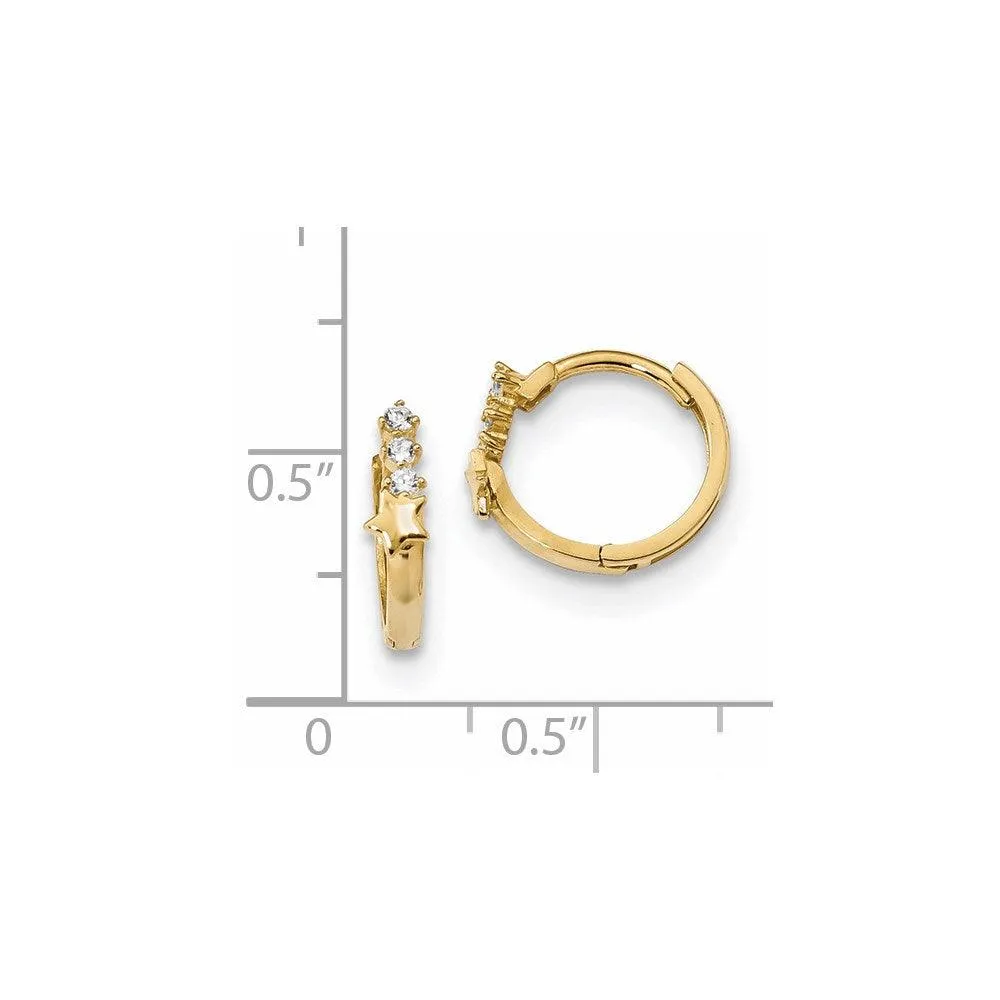 Madi K Kid's 14k  CZ Shooting Star Hinged Hoop Earrings