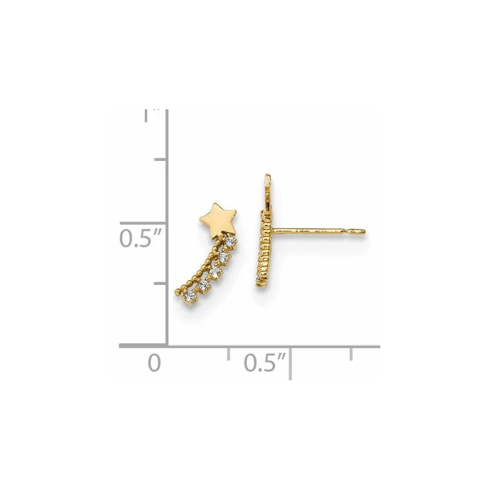 Madi K Kid's 14k   CZ Shooting Star Post Earrings