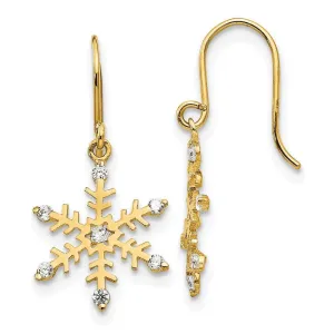 Madi K Kid's 14k  CZ  Snowflake Dangle Earrings