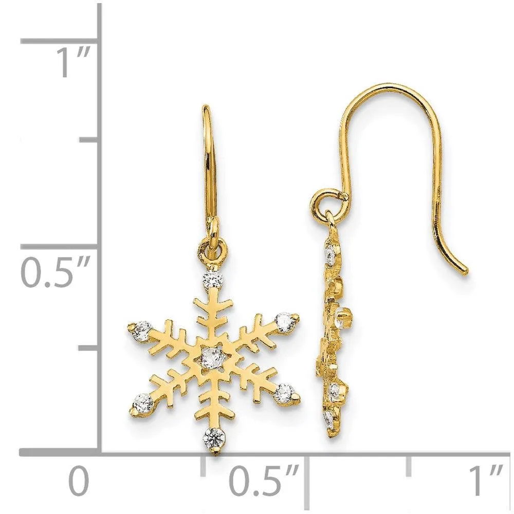 Madi K Kid's 14k  CZ  Snowflake Dangle Earrings