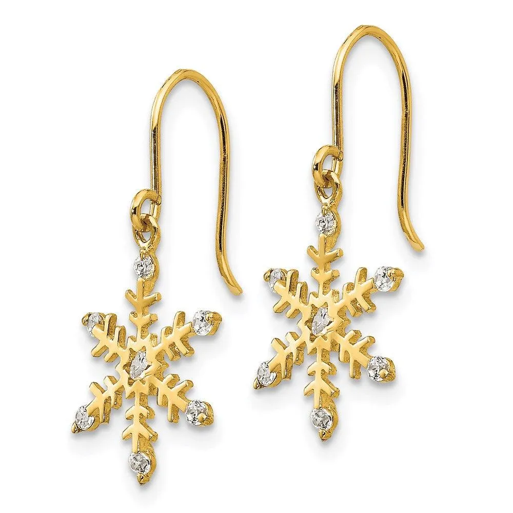 Madi K Kid's 14k  CZ  Snowflake Dangle Earrings