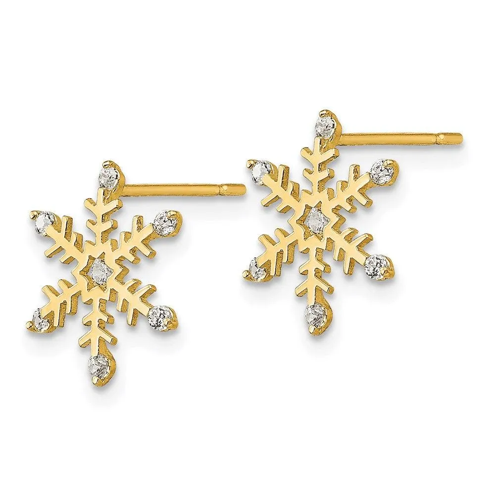 Madi K Kid's 14k  CZ  Snowflake Post Earrings