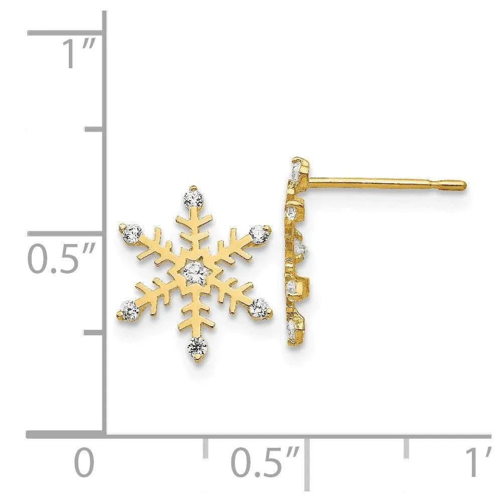 Madi K Kid's 14k  CZ  Snowflake Post Earrings