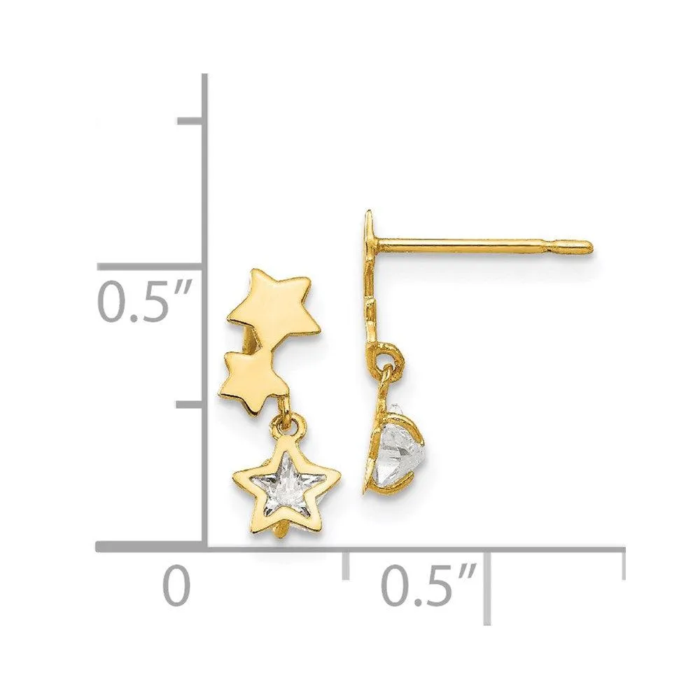 Madi K Kid's 14k  CZ  Star Dangle Post Earrings