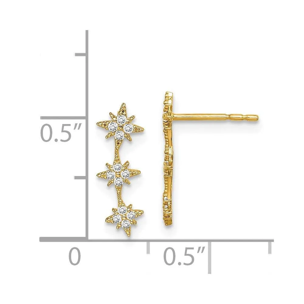 Madi K Kid's 14k  CZ Star Drop Bar Dangle Post Earrings
