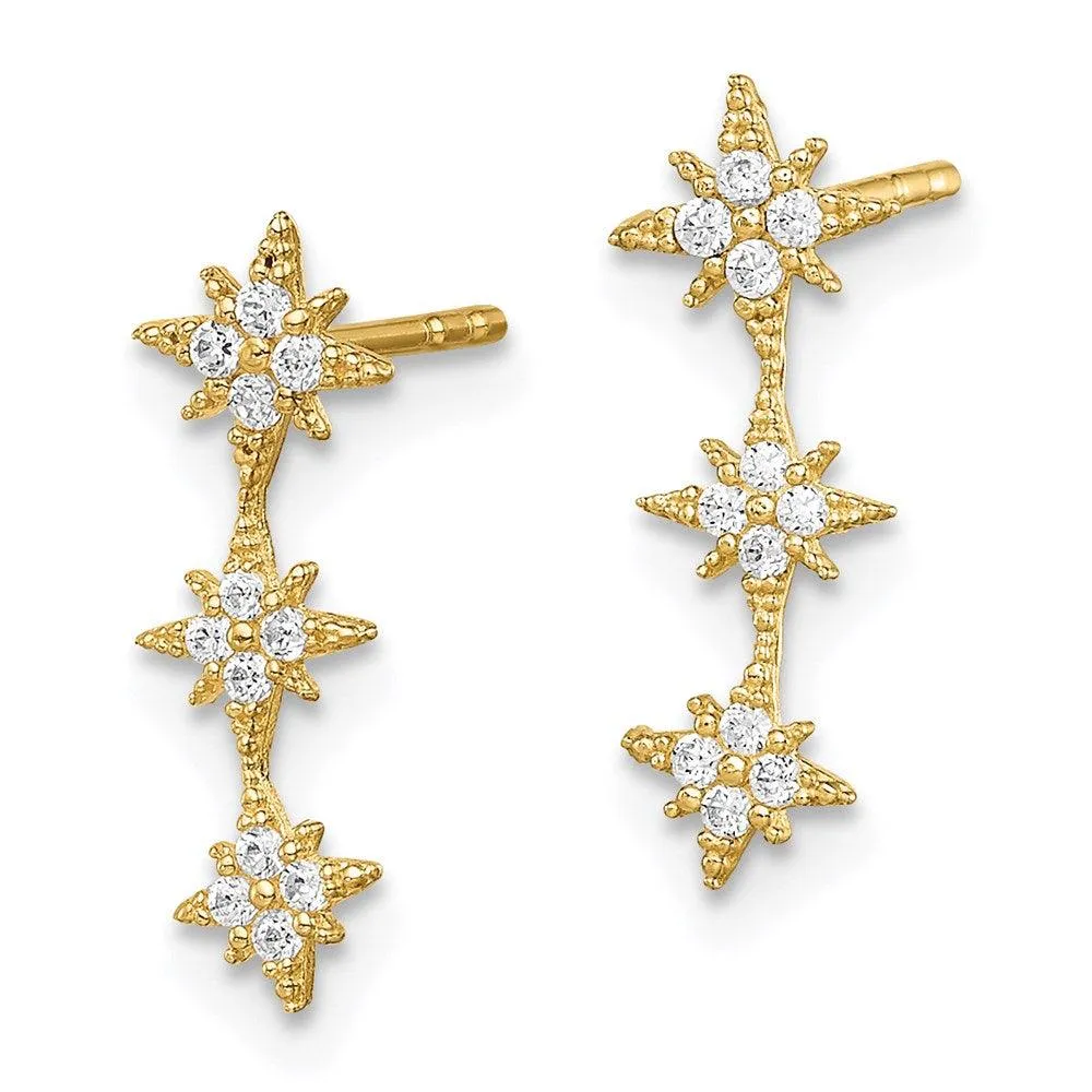 Madi K Kid's 14k  CZ Star Drop Bar Dangle Post Earrings