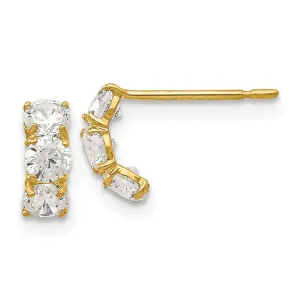 Madi K Kid's 14k  CZ  Three Stone Post Earrings