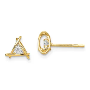 Madi K Kid's 14k  CZ Weaved Triangle Post Earrings