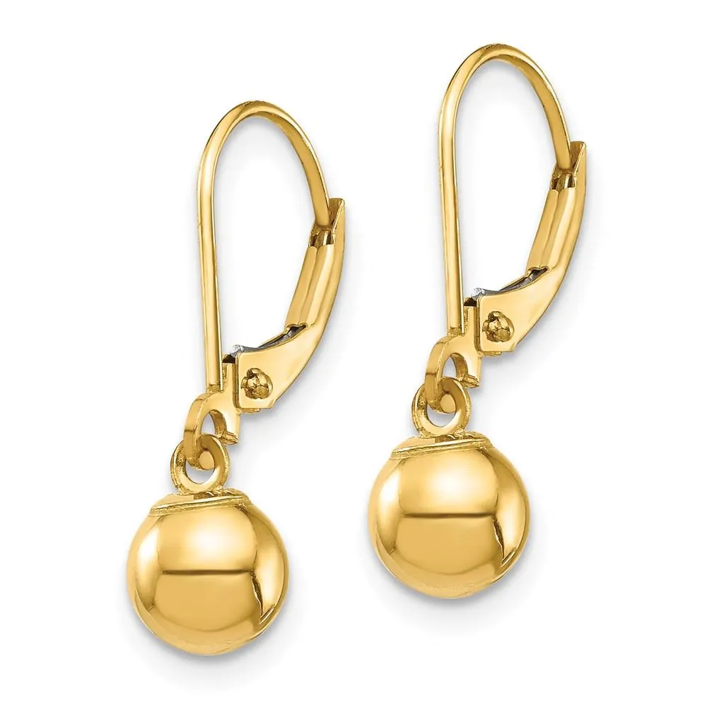 Madi K Kid's 14k  Dangle 6mm Bead Leverback Earrings