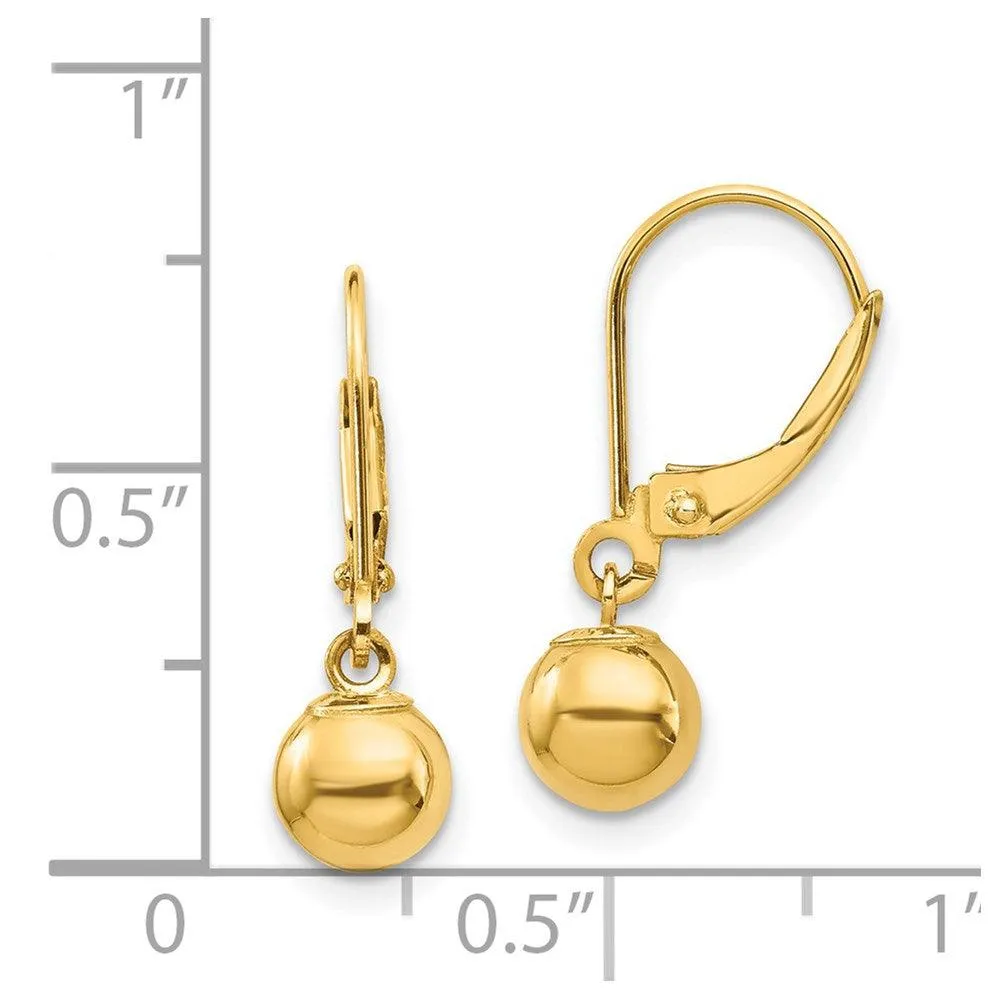 Madi K Kid's 14k  Dangle 6mm Bead Leverback Earrings