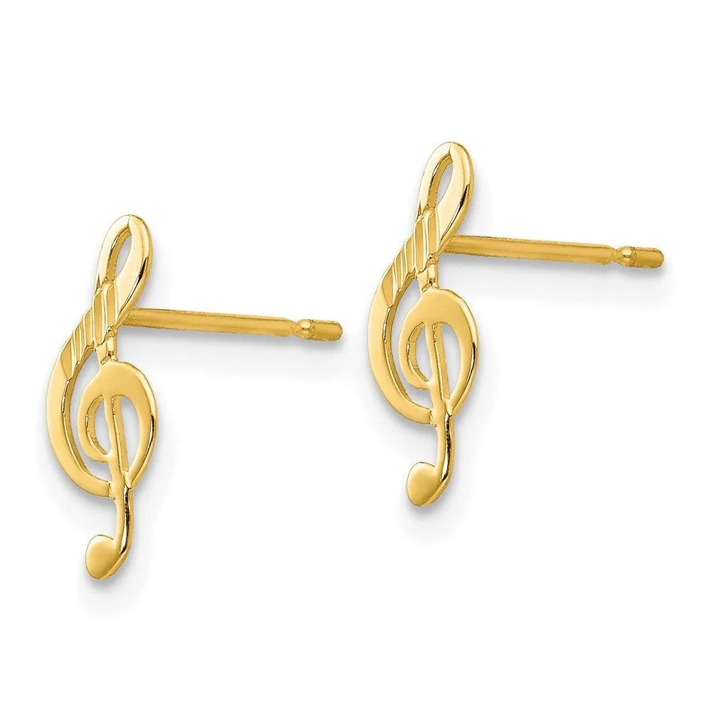 Madi K Kid's 14k  D/C Music Note Post Earrings