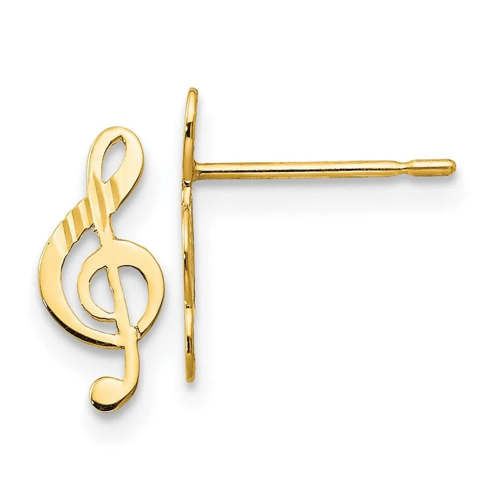 Madi K Kid's 14k  D/C Music Note Post Earrings