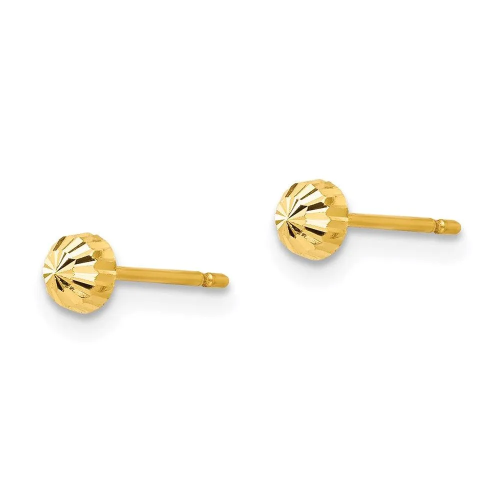 Madi K Kid's 14k  Diamond Cut 3mm Half-Ball Post Earrings