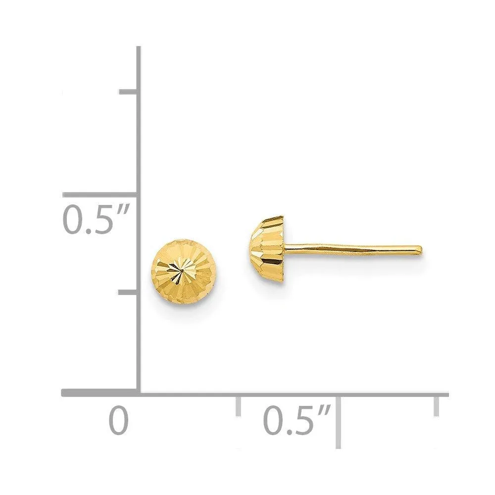 Madi K Kid's 14k  Diamond Cut 4mm Half-Ball Post Earrings
