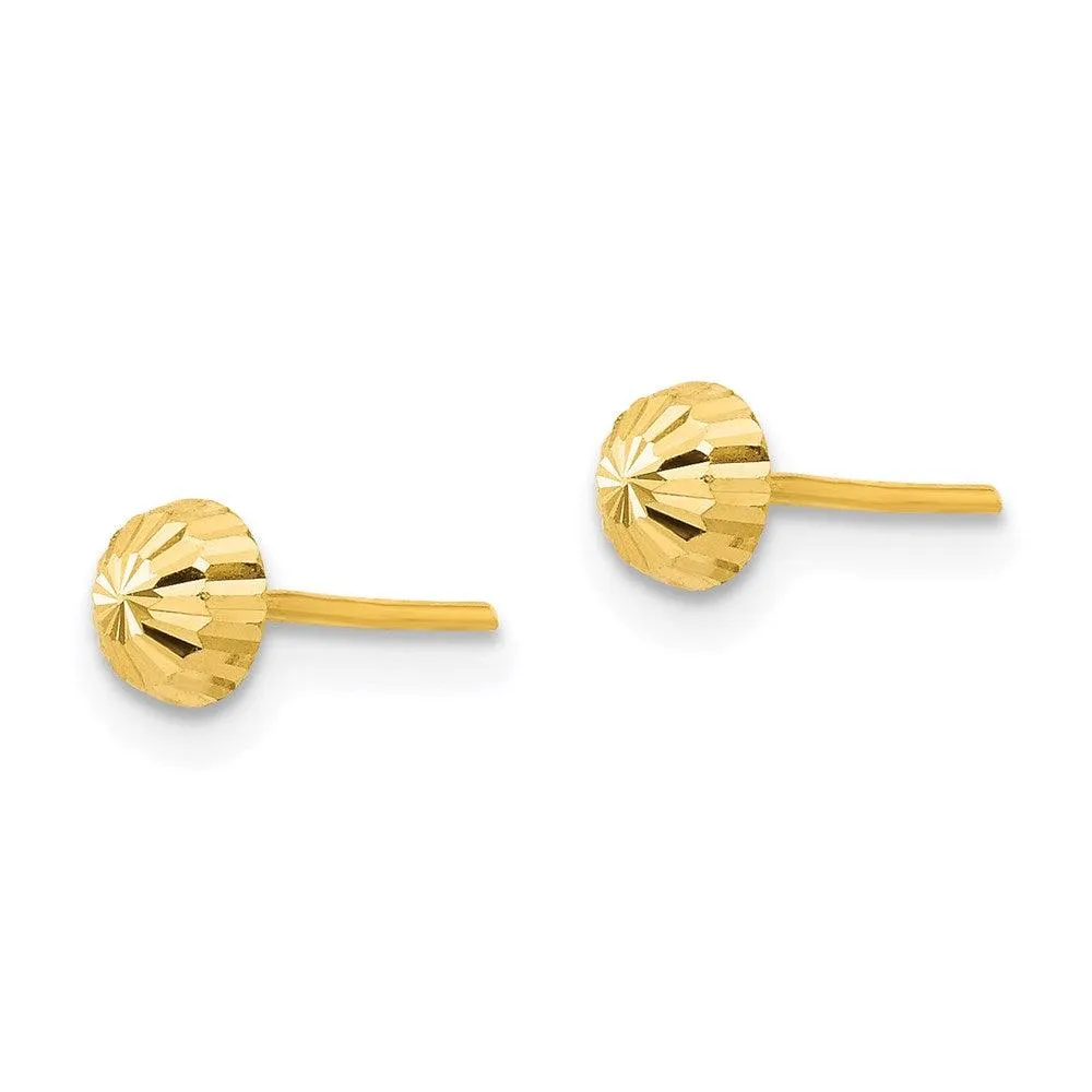 Madi K Kid's 14k  Diamond Cut 4mm Half-Ball Post Earrings