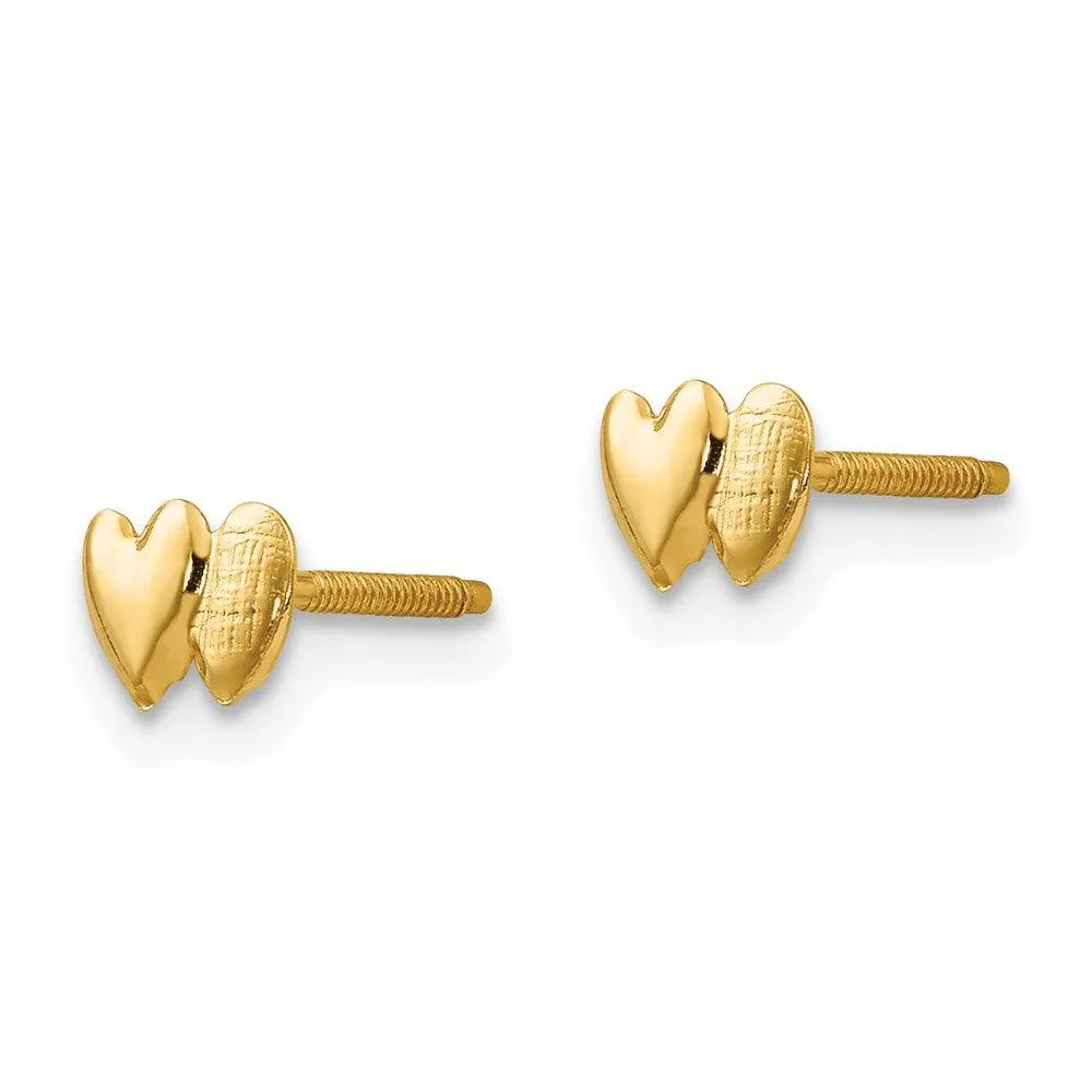 Madi K Kid's 14k  Double Heart Earrings