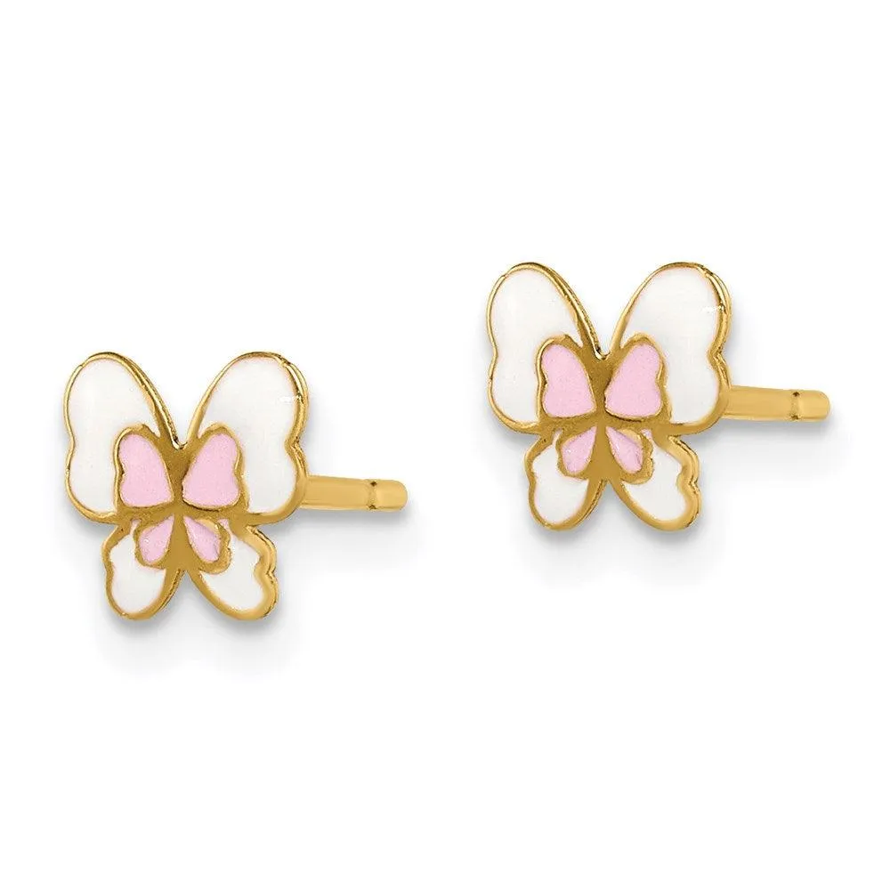 Madi K Kid's 14k  Enamel Butterfly Post Earrings
