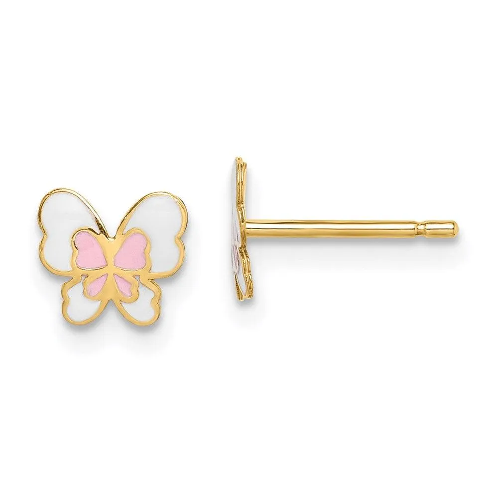 Madi K Kid's 14k  Enamel Butterfly Post Earrings