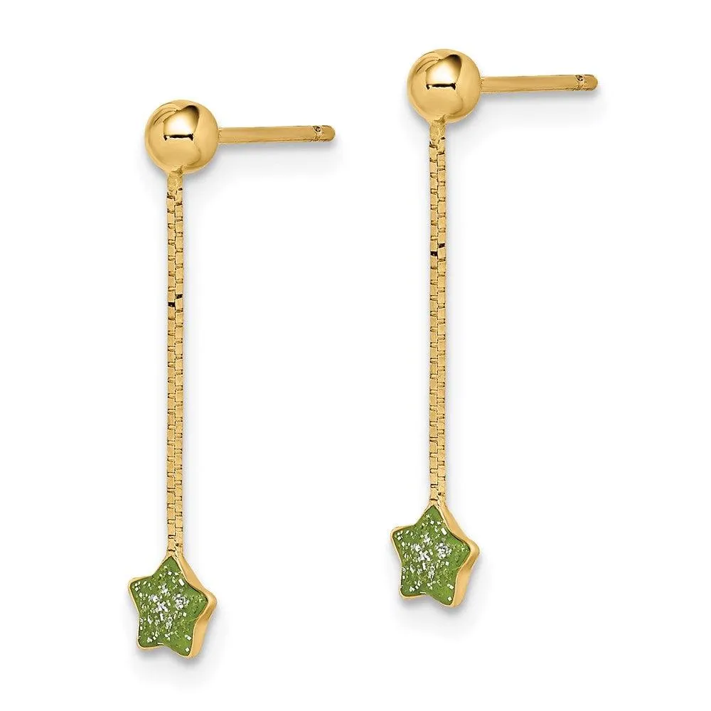 Madi K Kid's 14k  Enameled Star Chain Dangle Post Earrings