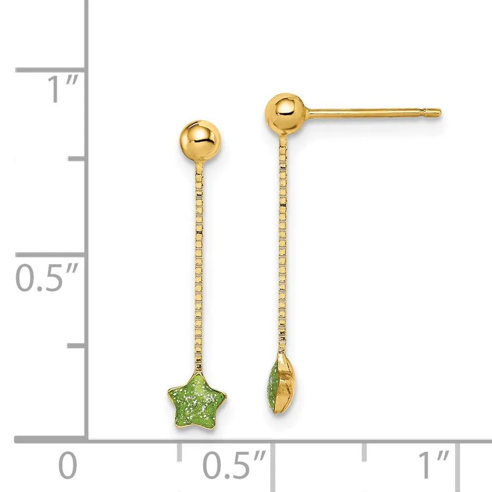 Madi K Kid's 14k  Enameled Star Chain Dangle Post Earrings