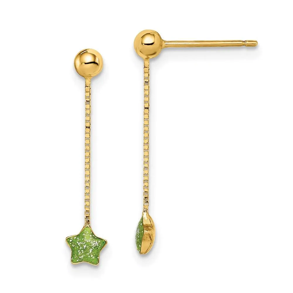 Madi K Kid's 14k  Enameled Star Chain Dangle Post Earrings