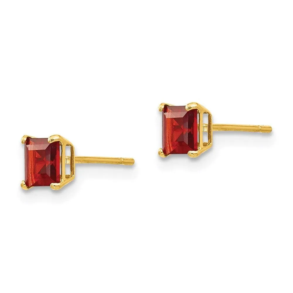 Madi K Kid's 14k  Garnet 4mm Square Post Earrings