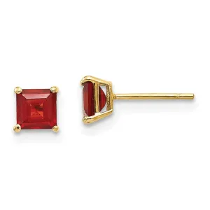 Madi K Kid's 14k  Garnet 4mm Square Post Earrings