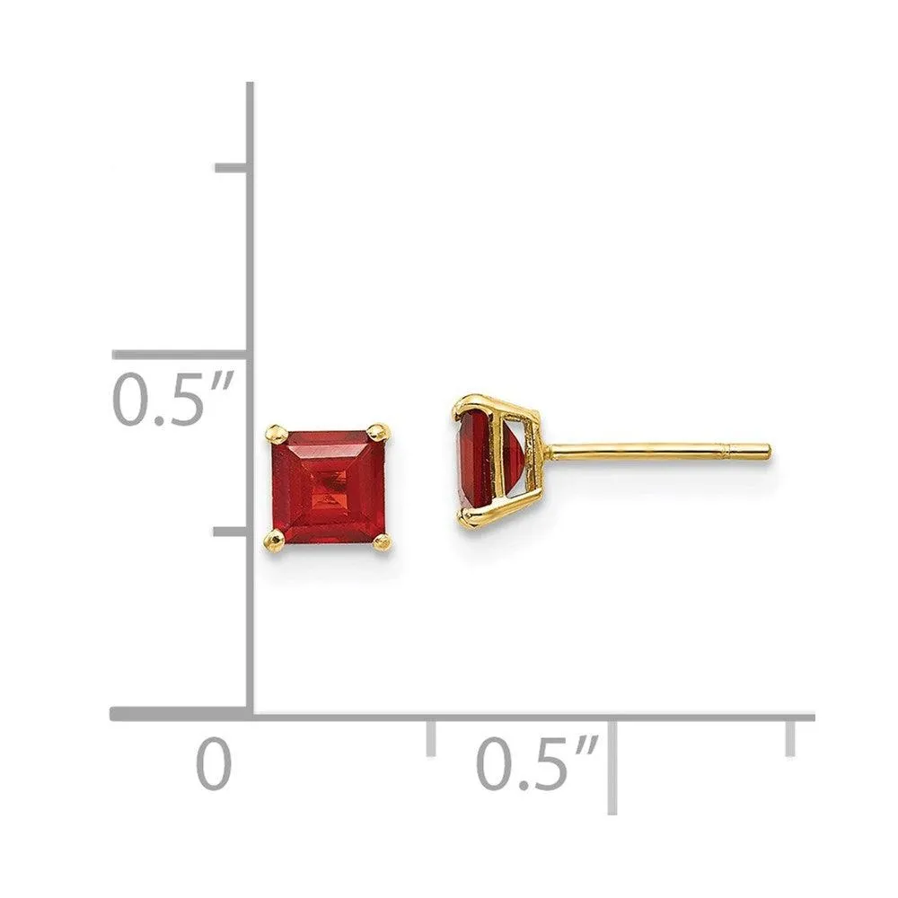 Madi K Kid's 14k  Garnet 4mm Square Post Earrings