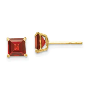 Madi K Kid's 14k  Garnet 5mm Square Post Earrings