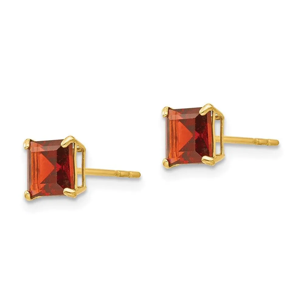 Madi K Kid's 14k  Garnet 5mm Square Post Earrings