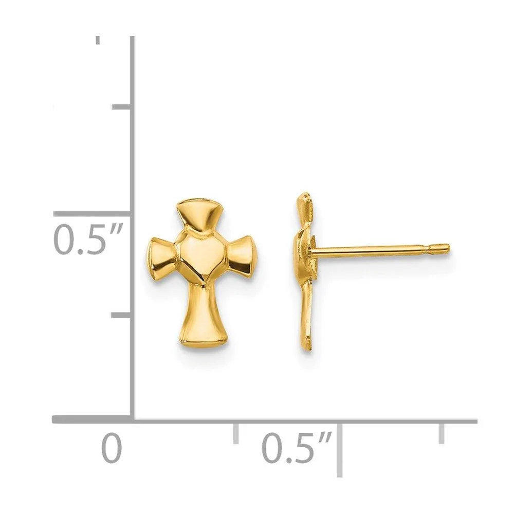 Madi K Kid's 14k  Heart Cross Post Earrings