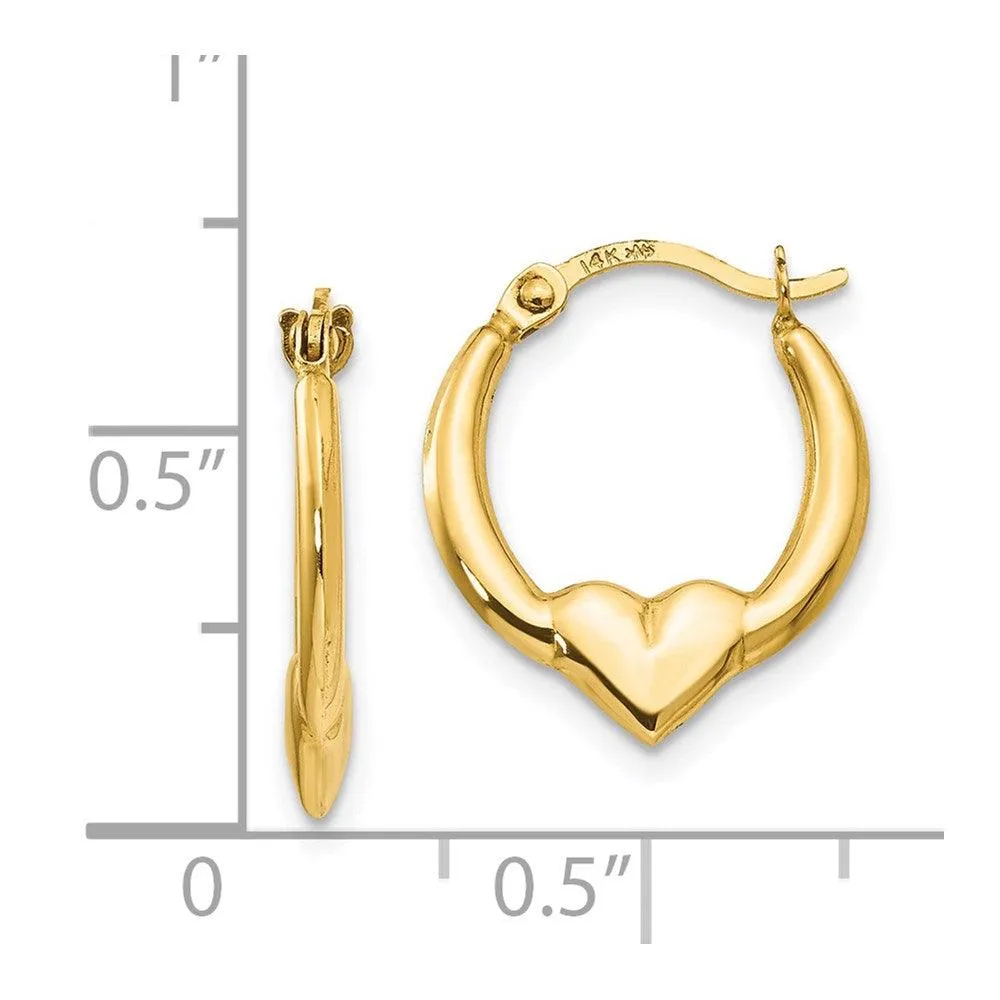Madi K Kid's 14k  Heart Hoop Earrings