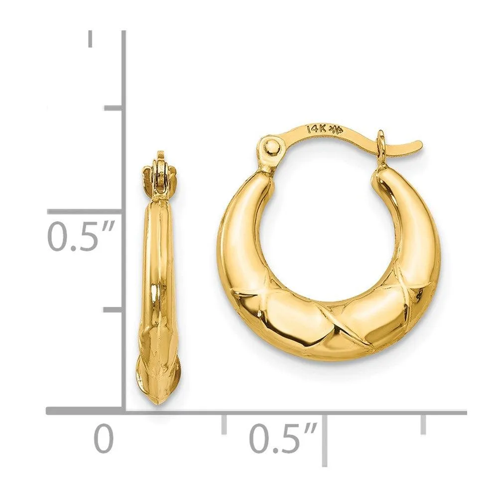 Madi K Kid's 14k  Hollow X Hoop Earrings