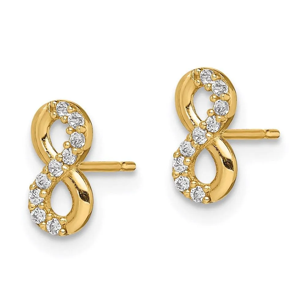 Madi K Kid's 14k  Infinity Symbol CZ Stud Earrings