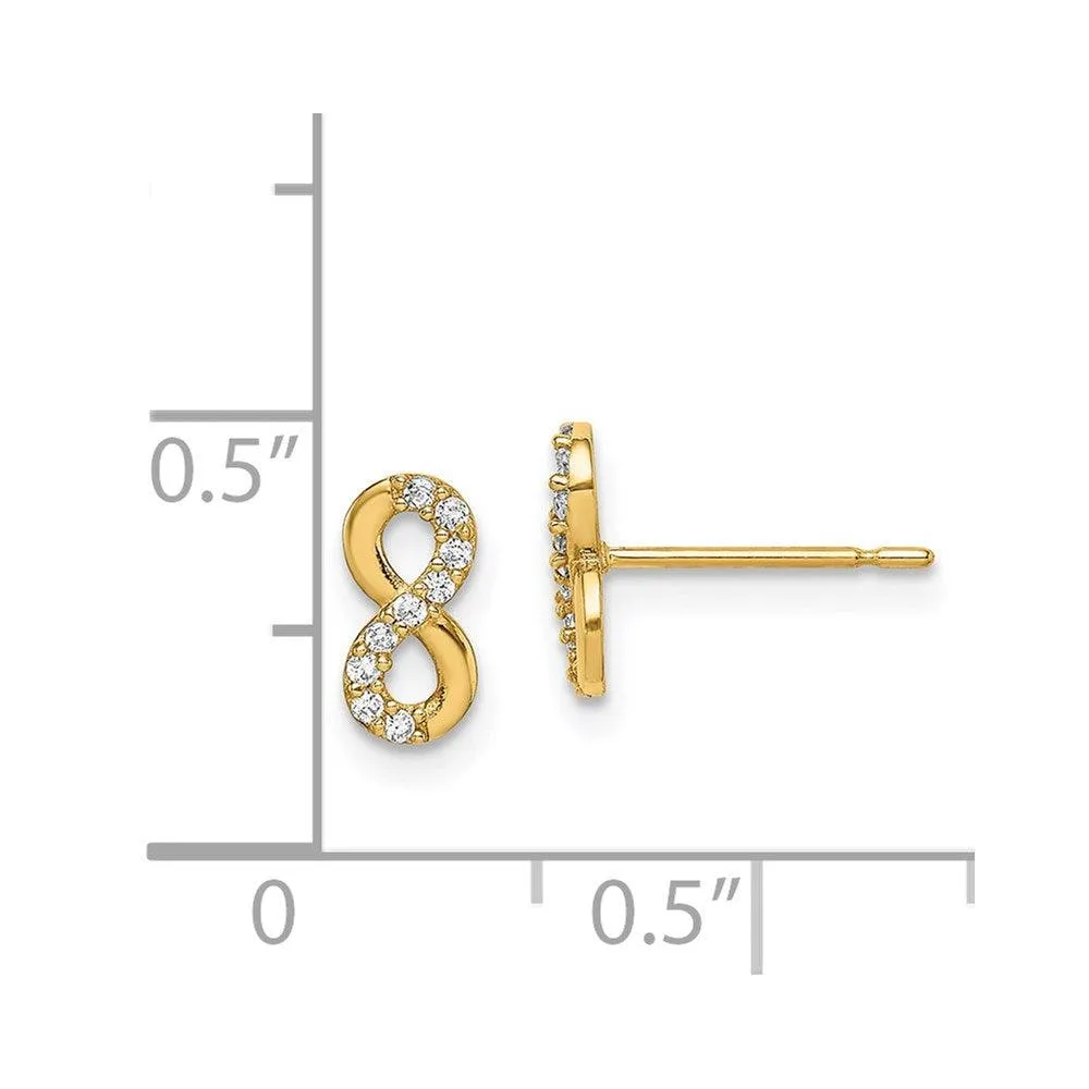 Madi K Kid's 14k  Infinity Symbol CZ Stud Earrings
