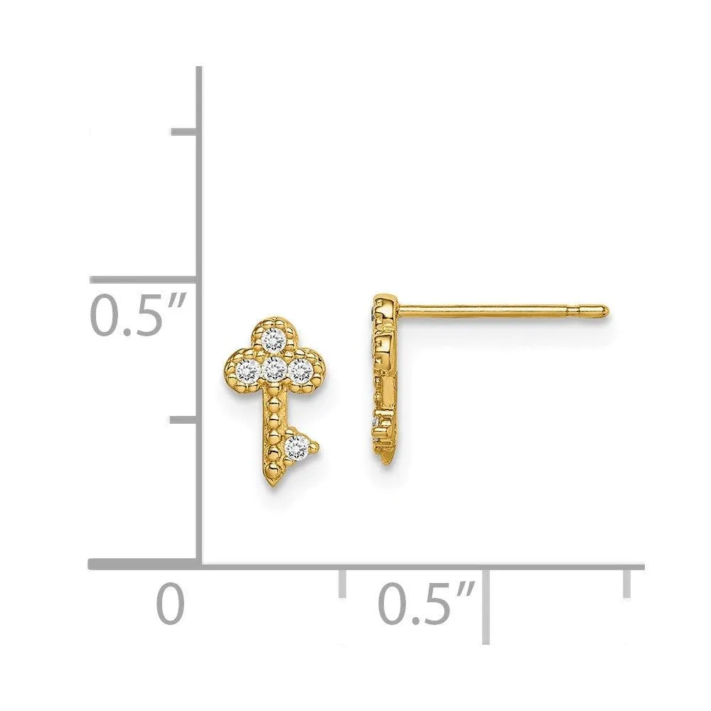 Madi K Kid's 14k  Key CZ Post Earrings