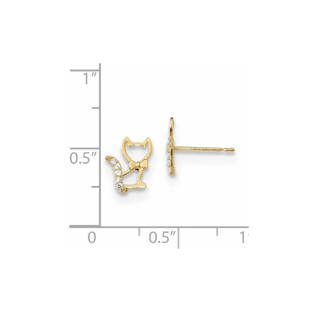 Madi K Kid's 14k   Kitten w/CZ Tail Post Earrings